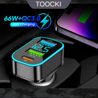 Toocki เร็วตัวชาร์จแบบมีไฟ USB 66W,USB PD ขนาดเล็ก Type C ที่ชาร์จสำหรับ Xiaomi Huawei Samsung