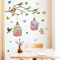 Hanging Branch Wall Stickers Room Leaves Birdcage Decals Wallpaper Adhesive Sticker