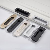 Black Sliding Door Handle  Embedded Concealed Door Knobs Stainless Steel Cabinet Drawer Hidden Buckle Kitchen Sliding Door Pull Door Hardware Locks