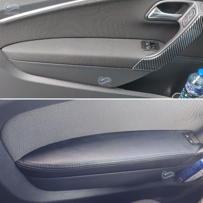 เพียง3ประตูอุปกรณ์เสริมในรถยนต์ด้านหน้า2ประตูที่เท้าแขนแผงไมโครไฟเบอร์ปกหนังตัดสำหรับ VW โปโล2011 2012 2013 2014 2015 2016