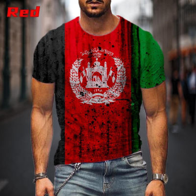 2023 Summer Fashion Mens Afghanistan Flag Short Sleeve 3D Printing Casual Round Neck Unisex Short Sleeve Tops