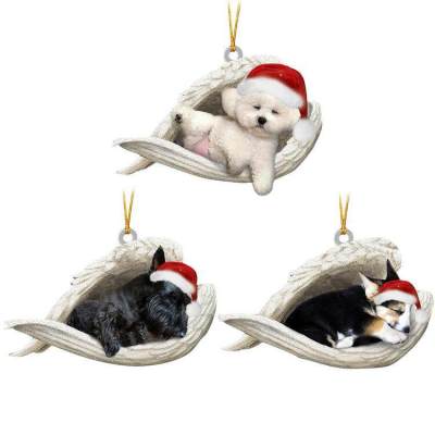 Sleeping Angel Christmas Pendant 2D Cute 2D Acrylic Dog Pendant for Kids Womens Mens Hanging Pendants Ornaments for Bag Keychain Car Decorations improved