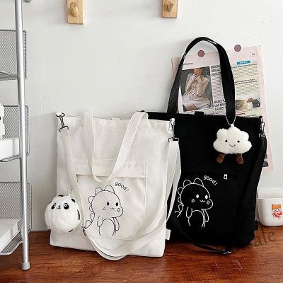 【hot sale】ﺴ❒ C16 【HWQ】Canvas Bag Female Japanese Style Shoulder ins Mori Series Versatile Student Class Backpack Large-Capacity Cross - aesthetic tote bag student