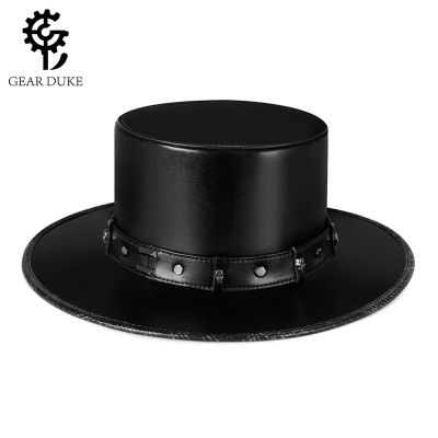 Halloween New European And American Magic Hat Pu Leather Gentleman Hat Punk Party Stage Costume Accessories