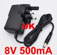 2023 ☆ 1ชิ้นตัวแปลง8V 500mA AC 100V-240V ตัวแปลงแหล่งจ่ายไฟแบบสลับแหล่งจ่ายไฟ DC 0.5A ปลั๊ก UK 5.5มม. X 2.1มม.