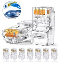 Network Cable Modular Plug RJ-45 Cat5e Ethernet Cable Crimp Connectors Unshielded 8Pin Modular Utp for PC Adapters Crystal Heads Cables