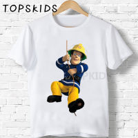 【cw】2019 Children Fireman Sam Firefighter Cartoon Print T-shirts Boys&amp;Girls Funny Baby Tops Kids Summer Short Sleeve Tshirt