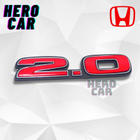 โลโก้​ LOGO 2.0 สีแดงขอบดำขนาดกว้าง 3.5cm.สูง2.5 cmติดท้ายรถยนต์ HONDA