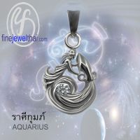 Finejewelthai-จี้ราศี-ราศีกุมภ์-จี้เพชรสังเคราะห์-จี้เงินแท้-Aquarius-Silver-Pendant-P1175cz00