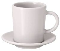 DINERA Espresso cup and saucer, beige, 9 cl (ดีเนียร่า ถ้วยกาแฟเอสเพรสโซและจานรอง, เบจ, 9 ซล.)