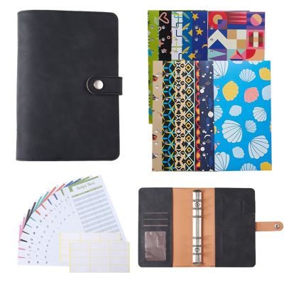 A6 PU Leather Notebook Binder Budget Planner Organizer Binder Cover Envelope Pockets and Expense Budget Sheet