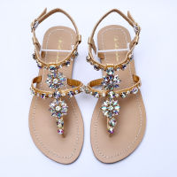 NEW summer Women`s beach sandals lady shining rhinestones shoes bohemia diamond T-strap flip flops comfortable Boho shoes