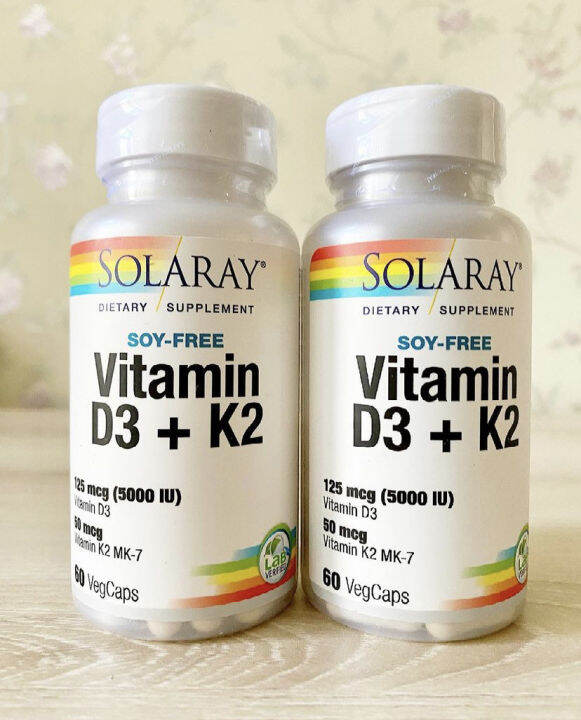 [พร้อมส่ง] วิตามินดี วิตามินเค Solaray Vitamin D3 K2 Soy Free 125mcg 5000 Iu 60 And 120