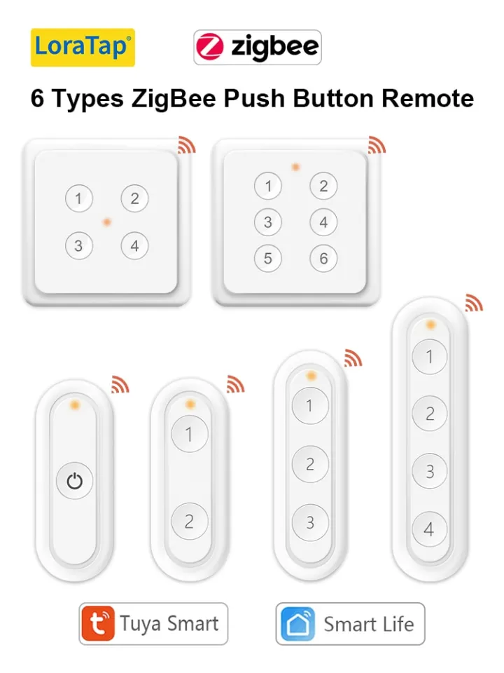 LoraTap ZigBee 3.0 Tuya Smart Life EU Standard 6 Button Gang Scene Magnetic  Remote Control Switch App Gateway Hub Required