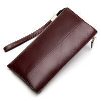 ZZOOI Business Real Leather Wallets Unisex Big Capacity Multi-Card Bit Long Wallet Clutches Men Women Genuine Leather Wrist Money Bag