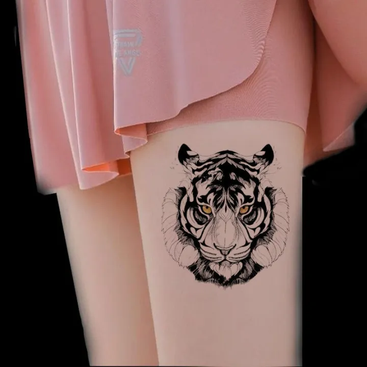 Original】 Half line tiger head zodiac diablo model ins wind tattoo paste  durable waterproof realistic web celebrity men and women | Lazada PH