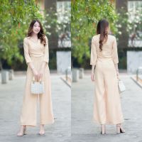 Aya_shop เสื้อผ้าผู้หญิง Jumpsuit สีครีม พร้อมส่ง