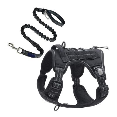 เสื้อกั๊กสำหรับสัตว์เลี้ยง Military Service Dog Harnesses Breathable Dog Harness For Outdoor Training Tactical Leash &amp; Vest 4 Sizes