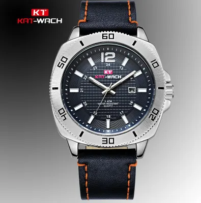 สายนาฬิกา KAT-WACH กันน้ำลำลองธุรกิจนาฬิกาควอตซ์ไฟกลางคืนนาฬิกาบางพิเศษเรียบง่าย