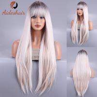 【jw】☾✶✚  Straight Synthetic Wigs With Bang Blonde Faker Hair Resistant