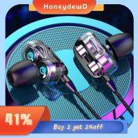 HONEYDEWD ระบบเสียงสเตอริโอ 3.5mm พร้อมไมโครโฟน การสนับสนุนทางโทรศัพท์ ลำโพงคู่ หูฟัง 4D Bass ชุดหูฟังแบบสปอร์ต หูฟัง