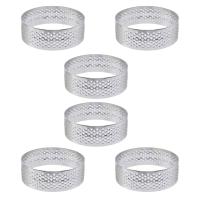 6Pcs 6cm Tart Ring Stainless Steel Tartlet Mold Circle Cutter Pie Ring Heat-Resistant Perforated Cake Mousse Molds