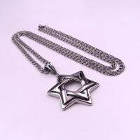 Father Gifts Husband Gifts Biker Large The Star Of David Stainless Steel Casting Punk Pendant Necklaces Curb Chain 5Mm 24