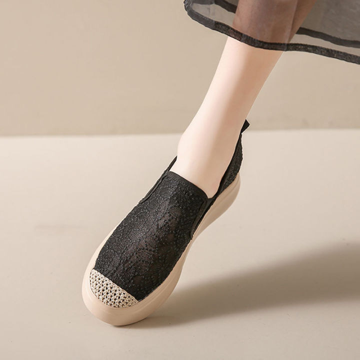 รองเท้าชาวประมงสไตล์ชาแนลหญิงฤดูร้อนระบายอากาศ-2023-รองเท้า-lazy-love-แบบใหม่เพิ่มความสูงด้านในรองเท้าชั้นเดียวแบบสวมพื้นหนา