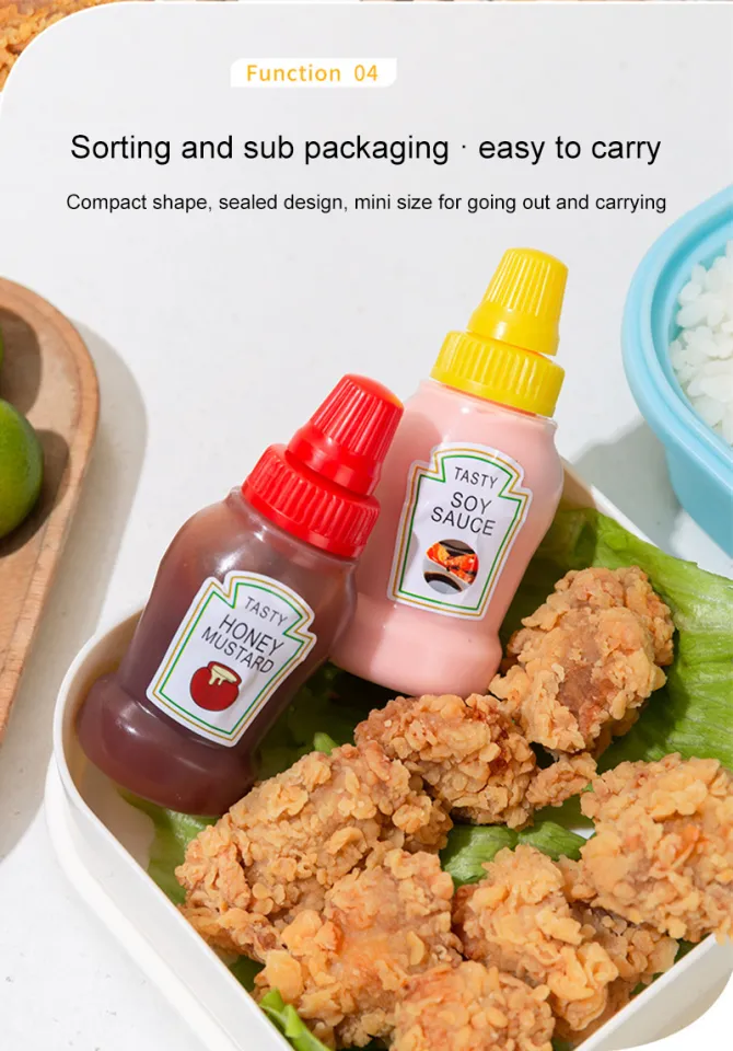 2pcs, Mini Ketchup Bottles, Condiment Squeeze Bottle,Plastic Portable Sauce  Containers Bottle For Lunch, Ketchup Bottle