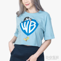 DOSH WOMENS CROPPED TOPS WB เสื้อยืดครอปคอกลม แขนสั้น ผู้หญิง DWAWT1001-LB