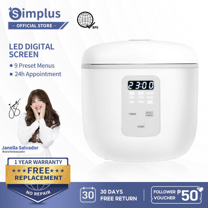 Simplus Digital Electric Rice Cooker 2L Large Capacity with 24hrs
