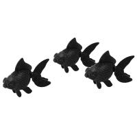 3 Pieces Plastic Artificially Floating tail Fish Tank Goldfish Decor Black