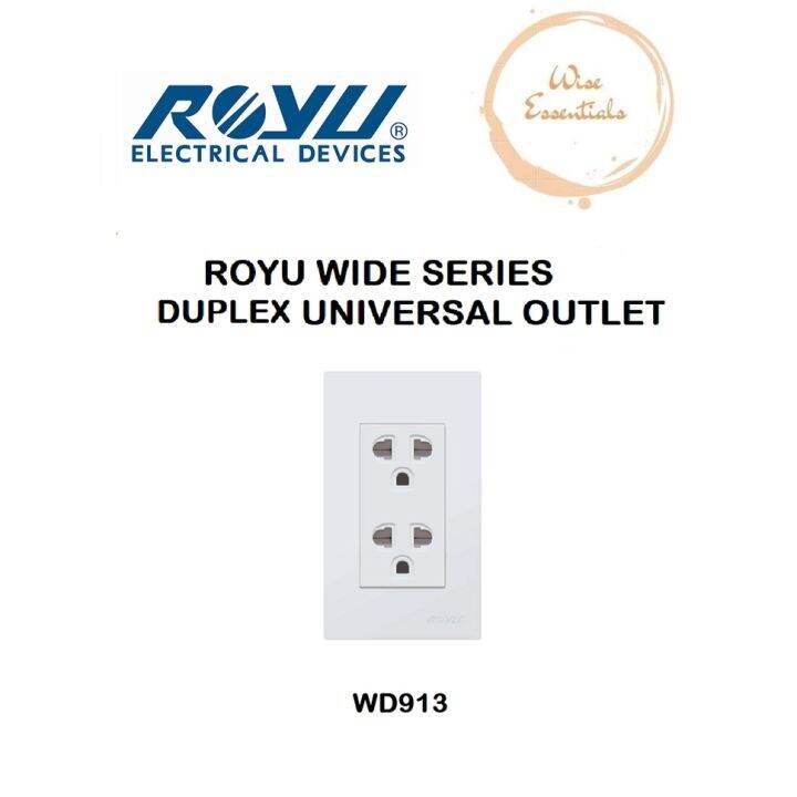Royu wide duplex universal outlet with ground and shutter set wide