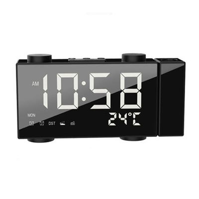 Projection Alarm Clock for Bedrooms,Radio Alarm Clock with Projection,Alarms FM Radio Indoor Dimmer Temperature Humidity