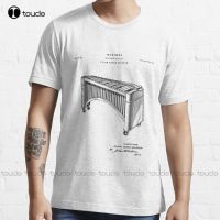 Marimba Patent Drawing Blueprint Trending T-Shirt  Shirts Custom Gift Breathable Cotton Outdoor Simple Vintag Casual T Shirts