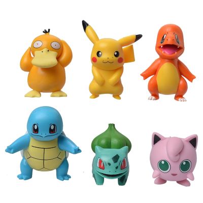 6Pcs/Set Anime Pokemon Figure Pikachu PVC Cake Car Decoration Ornaments Action Figure Model Toys Children Birthday Gifts