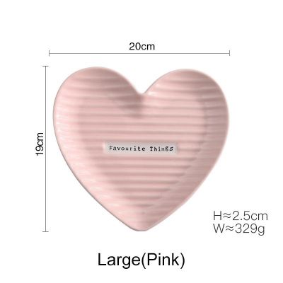 Heart-shaped Ceramic Plate Decorative Jewelry Trinket Dishes Creative Design Tray for Food Tableware Set Cute Dessert Plate