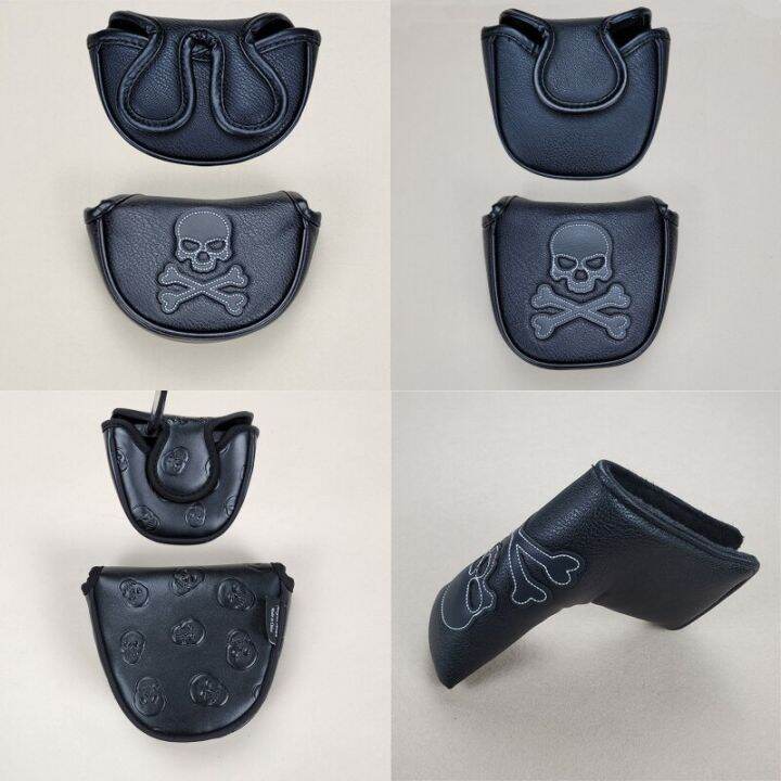 Classic Skull Black Golf Club Putter And Mallet Putter Headcover For