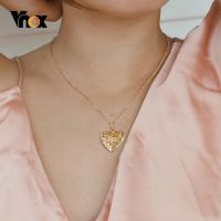 Vnox Hollow Heart Locket Pendants for Women Men Photo Frame NecklacesStainless Steel Trendy Love Collar Gift