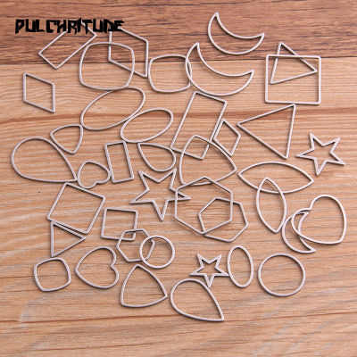 PULCHRITUDE 20Pcs Mix Geometric Figure Charm Stainless Steel Pendant Open Bezel Pressed Resin Frame Mold Bezel DIY Jewelry Making