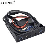 ✺✸✹ 5 Port USB 3.1 TYPE-C USB 3.0 Front Panel with 3.5mm Audio Interface TYPE C HUB Expansion Adapter for Desktop 3.5 Floppy Bay