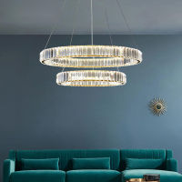 Modern Luxury Round Crystal Large Chandelier Lighting For Villa Staircase Living Room Restaurant Lamp Chrome Gold