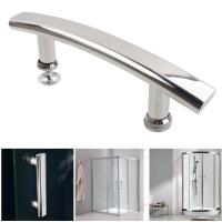 Stainless Steel Chrome Shower Door Handles Arc Flat Tube Handle For Shower Bathroom Glass Door Toilet Sliding Door Knobs 240mm Door Hardware Locks