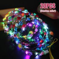 20Pcs LED Flower Crown Glowing Wreath Luminous Garland Wedding Party Christmas Garlands Festival Flower Wreath Christmas Decor