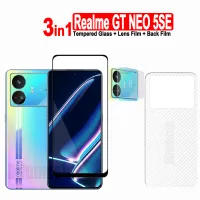 3in1ฟิล์มกระจกเทมเปอร์ Realme GT NEO 5SE และ Realme GT NEO 2 Pro/gt 5G 3 /Gt NEO 3T / Realme GT ปกป้องหน้าจอรุ่น Master + ฟิล์มเลนส์กล้อง + ฟิล์มด้านหลังคาร์บอนไฟเบอร์