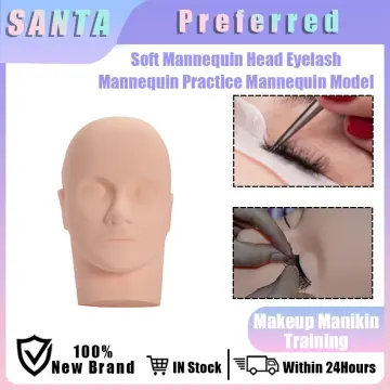 Makeup Mannequin Head for Practice Silicone Cosmetology Training Doll with  Mount Hole Face Eyelashes, Eye shadow, Blush Head Massage Practice Model :  : Beauty