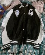 Áo Khoác Bomber Nhung Gân Mặt Qủy UNISEX Form Rộng Thêu GONZ Cực Ngầu Cá