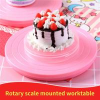 14cm Cake Turntable with Scale Design 360 Degree Rotatable DIY Plastic Mini Fondant Cake Rotary Display Stand Tool