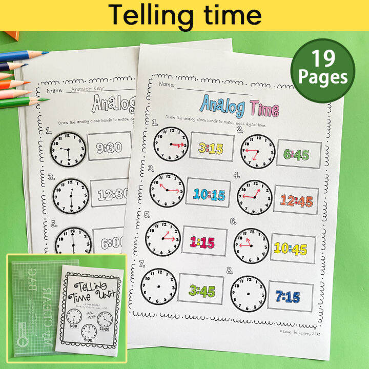 19 Pages Telling Time Unit Worksheets Teaching Time Practice Reading ...