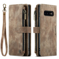 Samsung Galaxy S10 Wallet Case , EABUY Durable PU Leather Magnetic Flip Lanyard Strap Wristlet Zipper Card Holder Phone Case for Samsung Galaxy S10